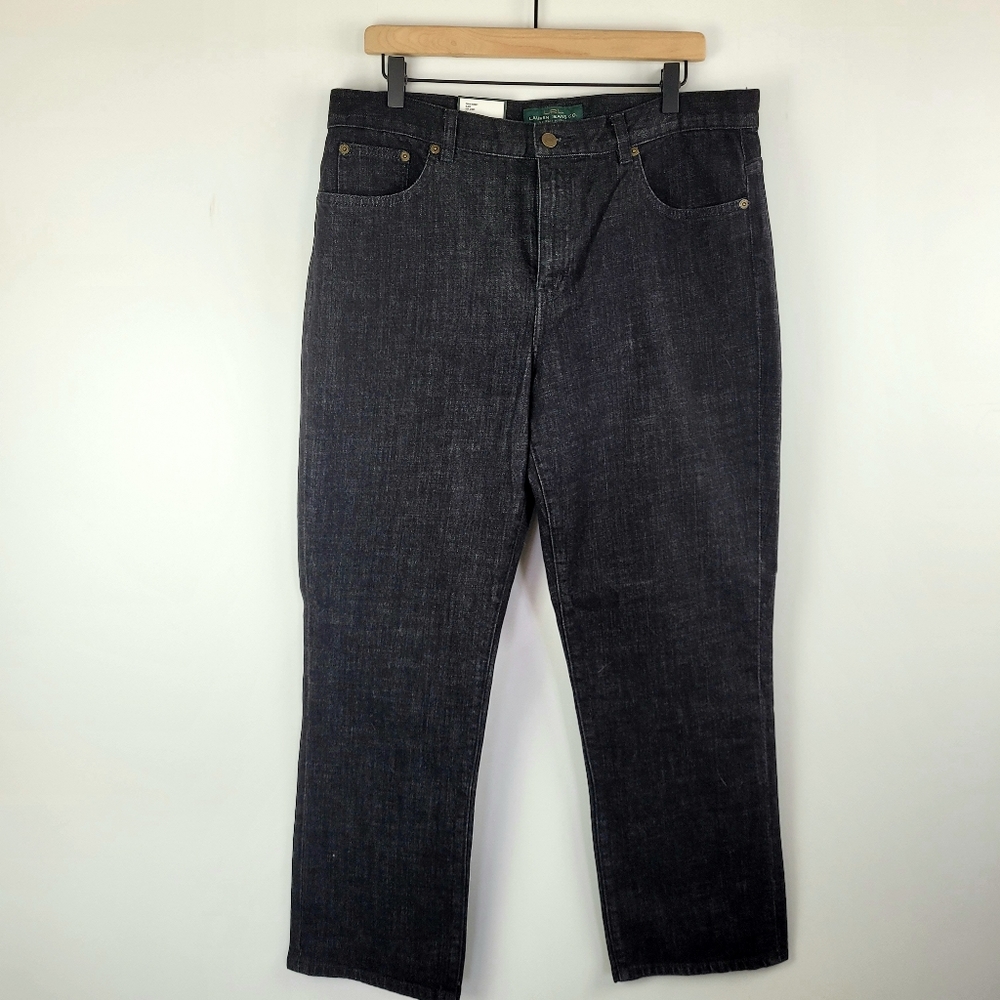 NWT LRL Lauren Ralph Lauren Jeans Black Denim Size 14 Straight Leg Casual